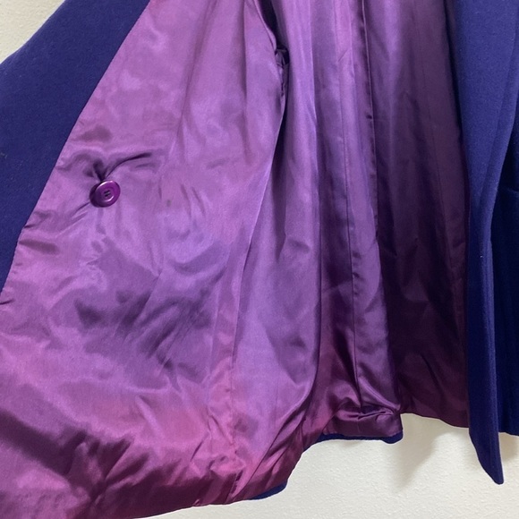 Vintage Searle Blatt Studio Purple Wool Overcoat w/ Faux Fur Collar and Cuffs - Picture 10 of 10